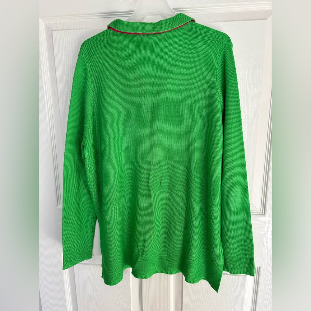 Gretchen Scott Designs Green Cardigan with Pink Accents - Picture 7 of 11